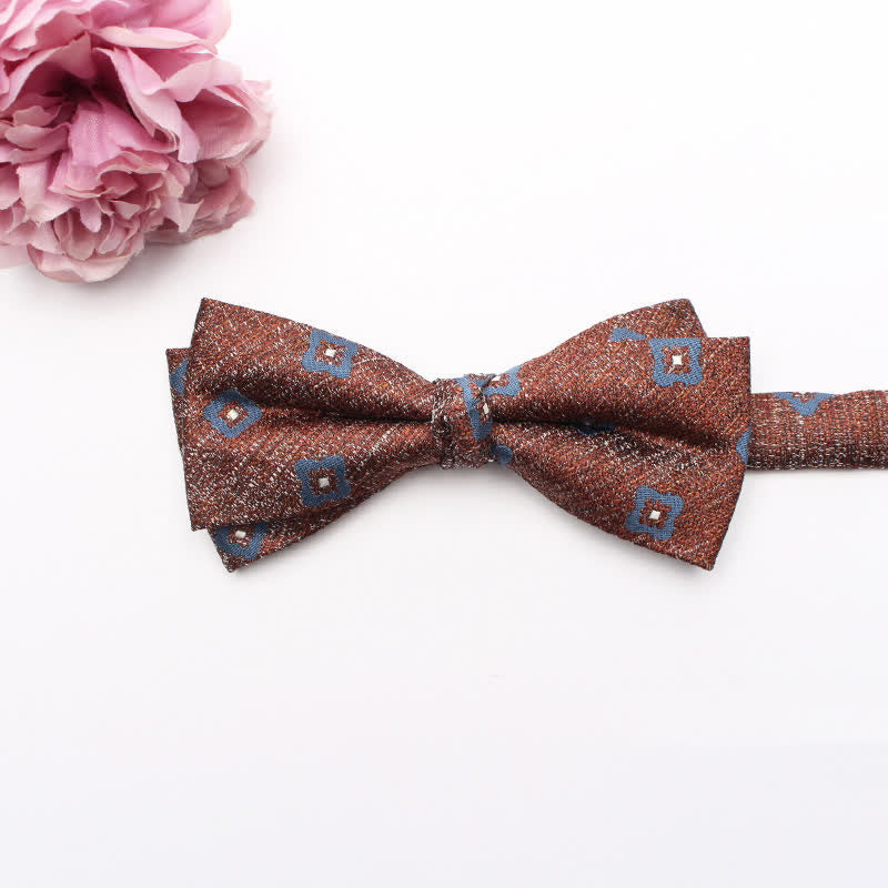 Men's Geometrical Business Office Bow Tie - Brown Cubic - image 5