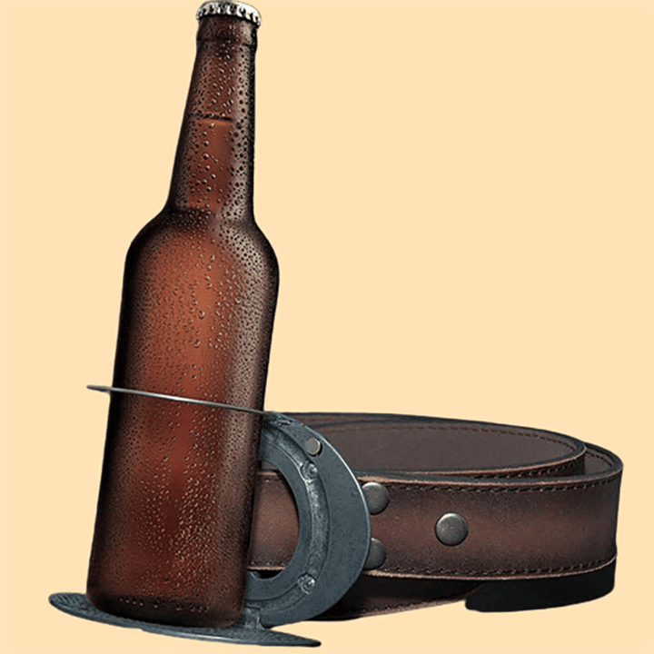 Men's DIY Eagle USA Flag Creative Beer Holder Buckle Leather Belt - image 2