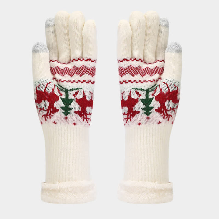 3Pcs Women's Reindeer Tree Jacquard Hat Scarf Gloves Set - image 13