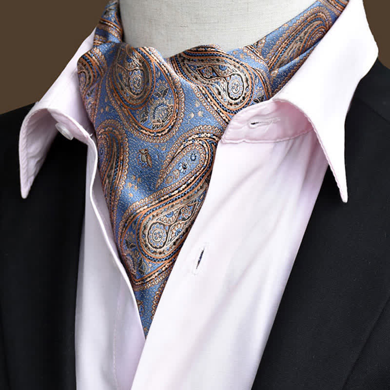 CornflowerBlue Leisure Prom Gents Floral Ascot Paisley Cravat - CornflowerBlue - image 0