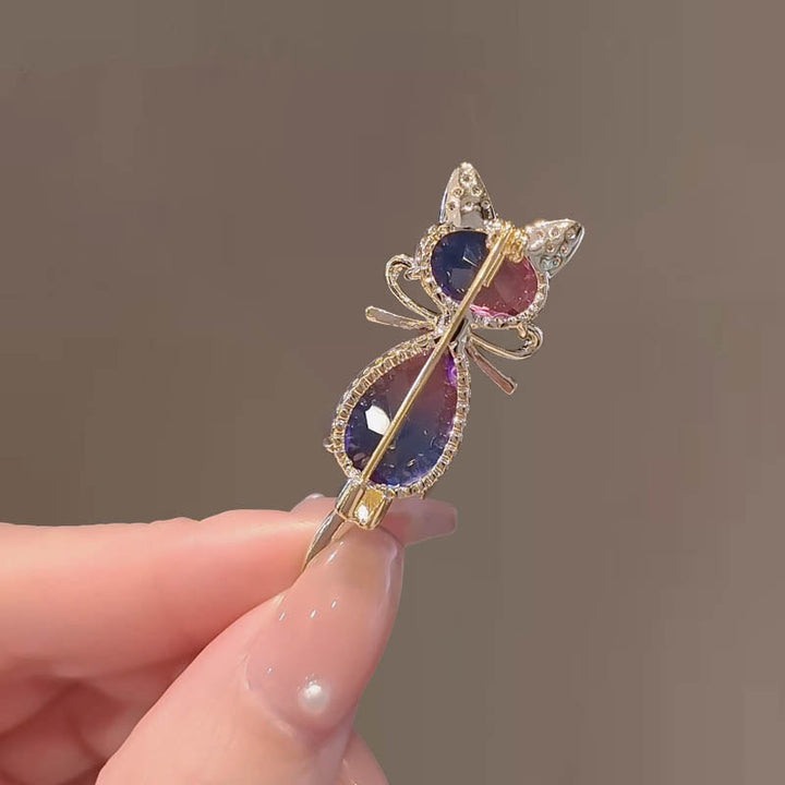 Women's Cute Kitty Rhinestone Brooch - image 6