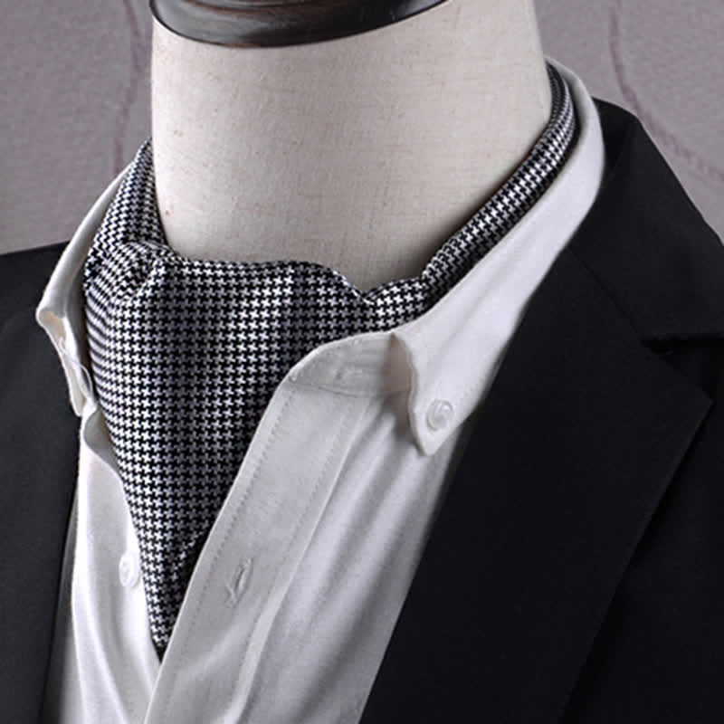 Black & White Classic Puppytooth Texture Cravat - Black & White - image 0