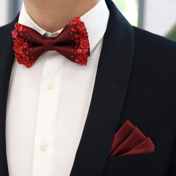 Men's Sequin Flourishing Bow Tie Pocket Square - image 1
