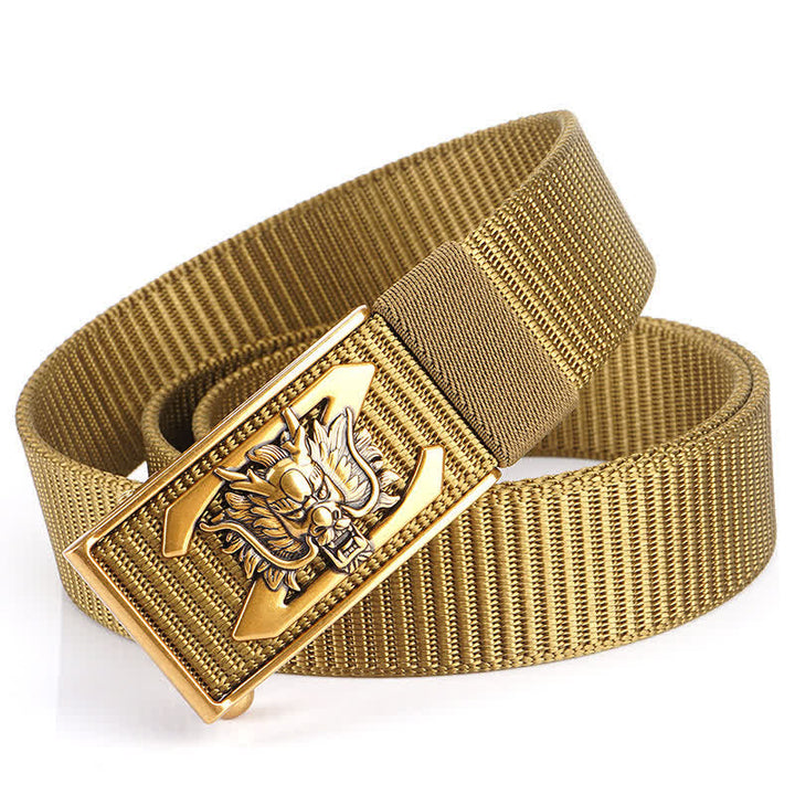 Men's Z Letter Mighty Dragon Nylon Belt - Khaki / Gold - 48" - image 9