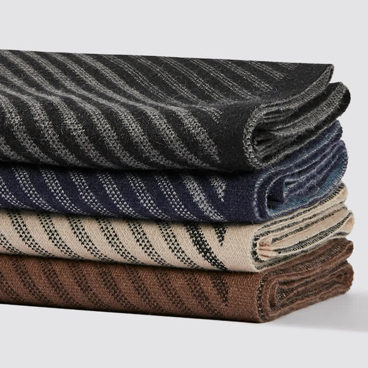 Men's Color Contrast Striped Pure Wool Scarf - image 2