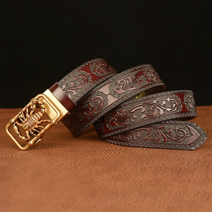 Men's Scorpion Embossed Engraved Leather Belt - image 12