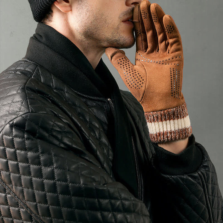 Unisex Suede Fleece Non-slip Flip Split Finger Gloves - image 1