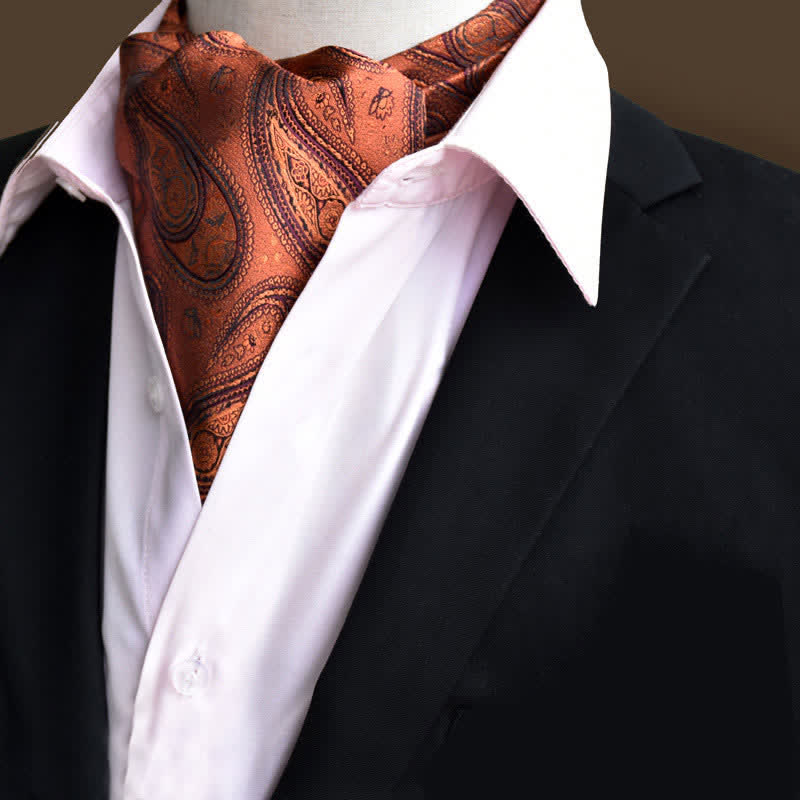 Chocolate Leisure Prom Gents Floral Ascot Paisley Cravat - Chocolate - image 0