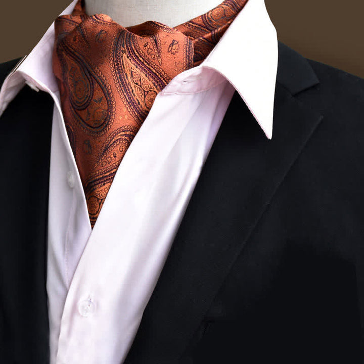 Chocolate Leisure Prom Gents Floral Ascot Paisley Cravat - Chocolate - image 0