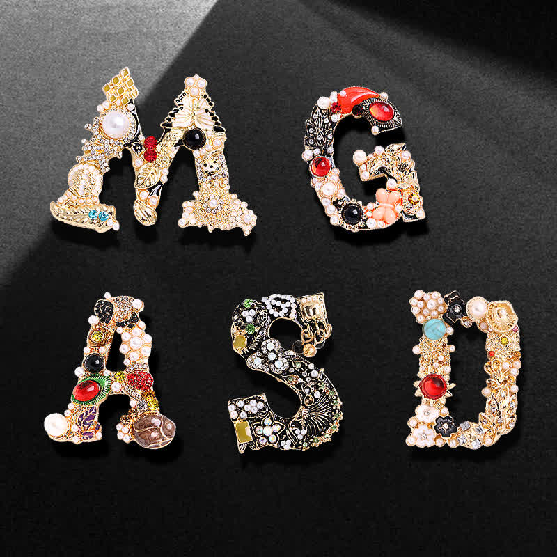 Unisex Baroque Pearl Letter Brooch - image 0