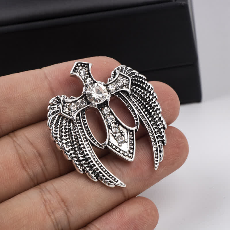 Men's Soar In Faith Wings Cross Brooch - image 6