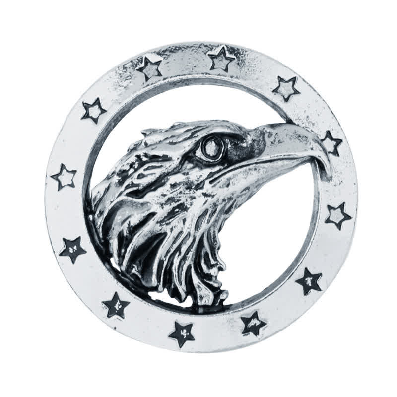 Men's Circle Hawk Head Brooch - image 7