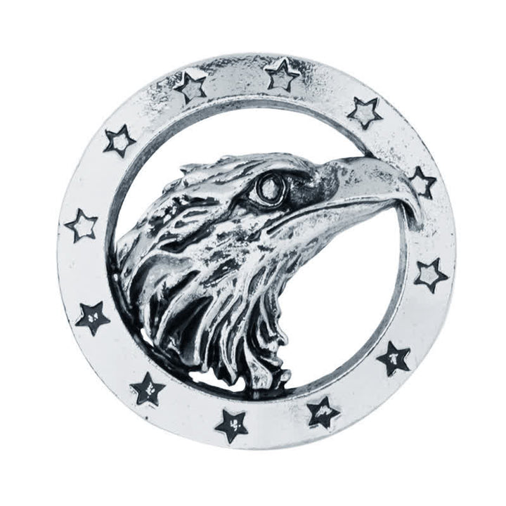 Men's Circle Hawk Head Brooch - image 7