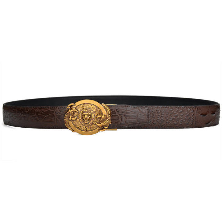 Men's Savage Lion Crocodile Pattern Automatic Leather Belt - image 3