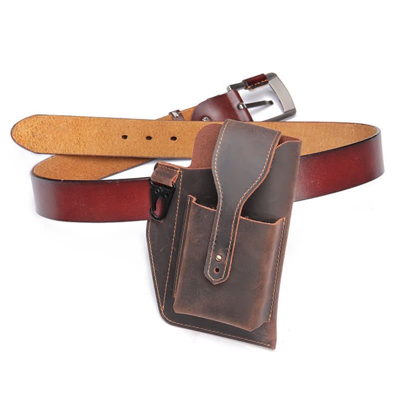 Minimalist Phone Crazy Horse Leather Belt Bag - image 8