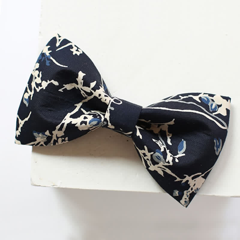 Men's Navy Blue & White Graffiti Bow Tie - Plain - image 2
