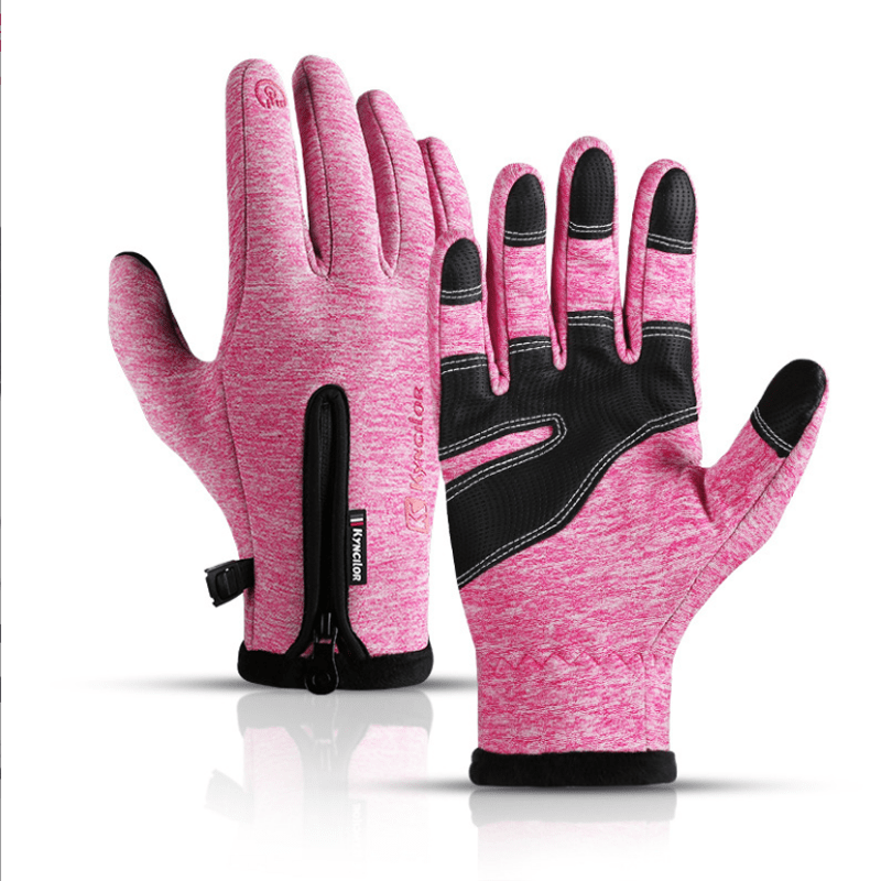 Outdoor Cycling Waterproof Zipper Tactical Gloves - Pink - L - image 15