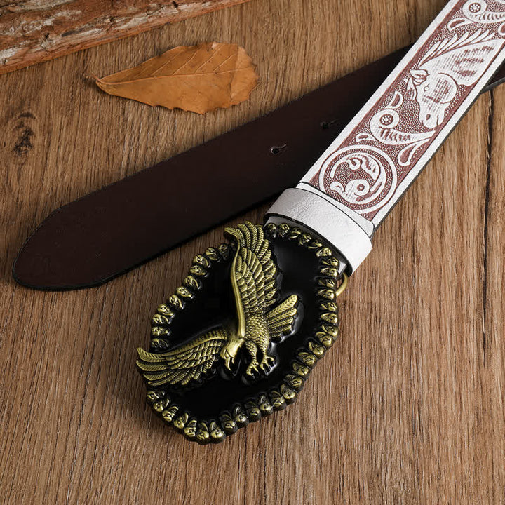 Men's Antique Gold Eagle Soaring Hawk Leather Belt - image 20