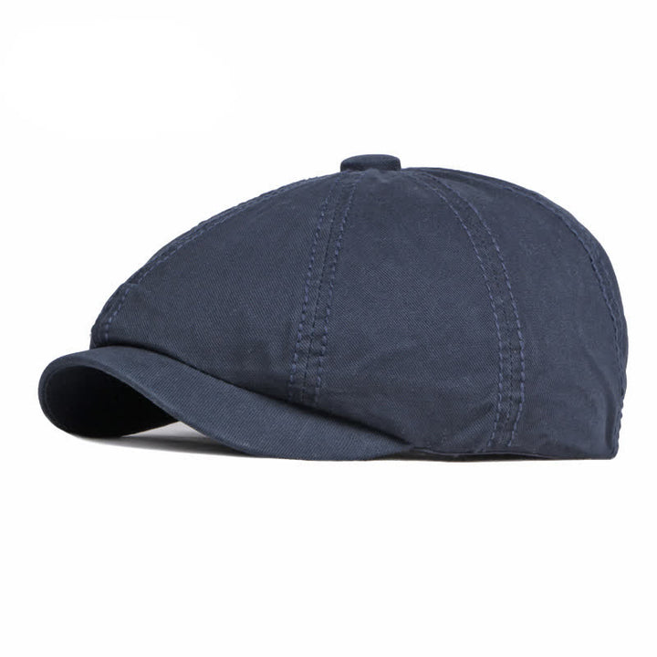 Casual Solid Color Cotton Daily Beret Cap - Navy - Adjustable (about 21 5/8"-23 5/8") - image 11
