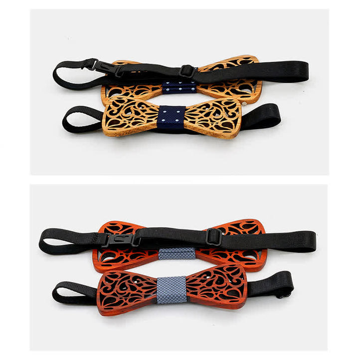 2Pcs Men's Parent-child Hollow Wooden Bow Tie - image 5
