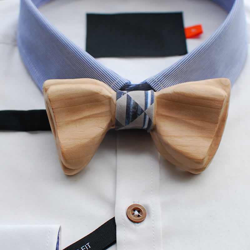 Men's Ice-sharp Layered Wooden Bow Tie - Triangulated - image 5