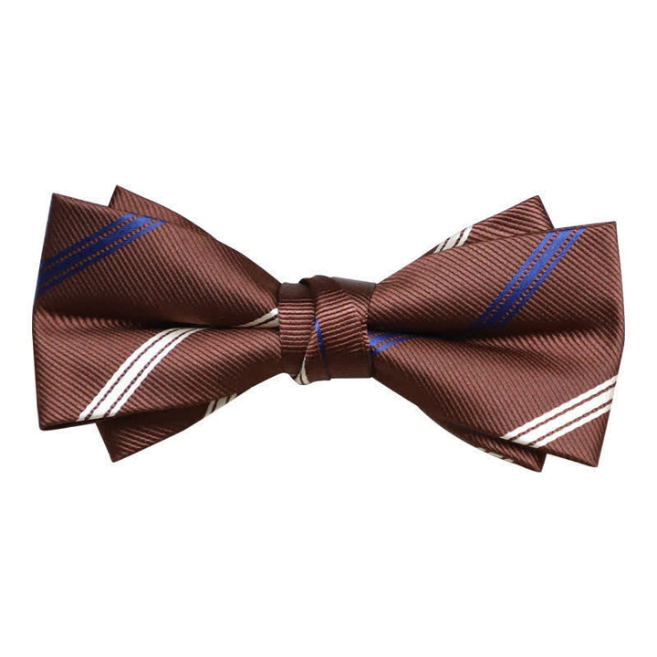 Men's Versatile Coffee Striped Bow Tie - image 9