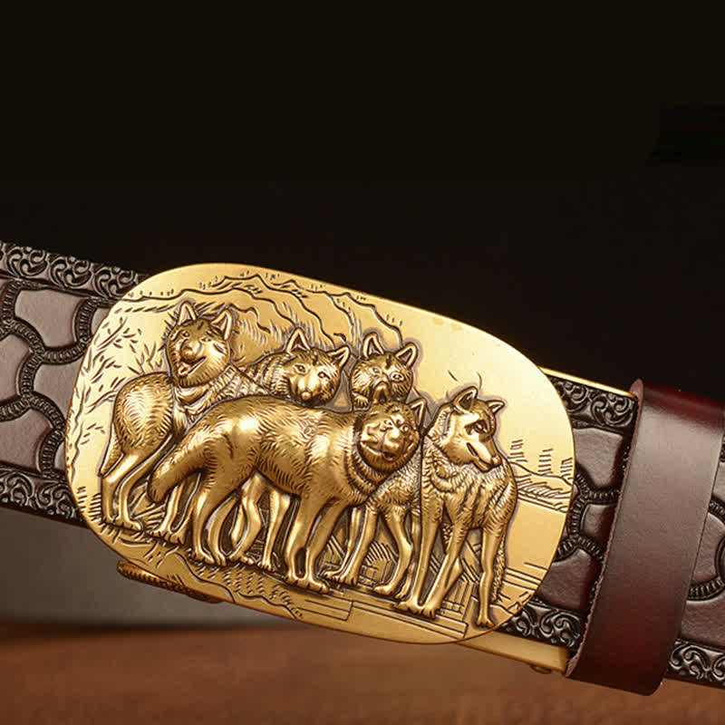 Men's Retro Pack Of Wolves Leather Belt - image 3