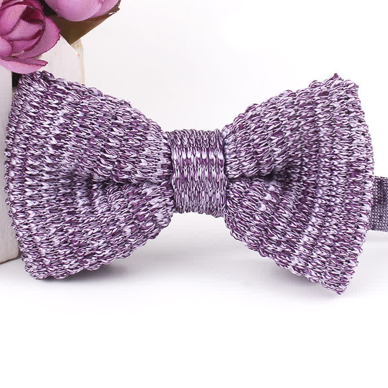 Men's Rustic Leisure Tie-dye Knitted Bow Tie - Violet - image 7
