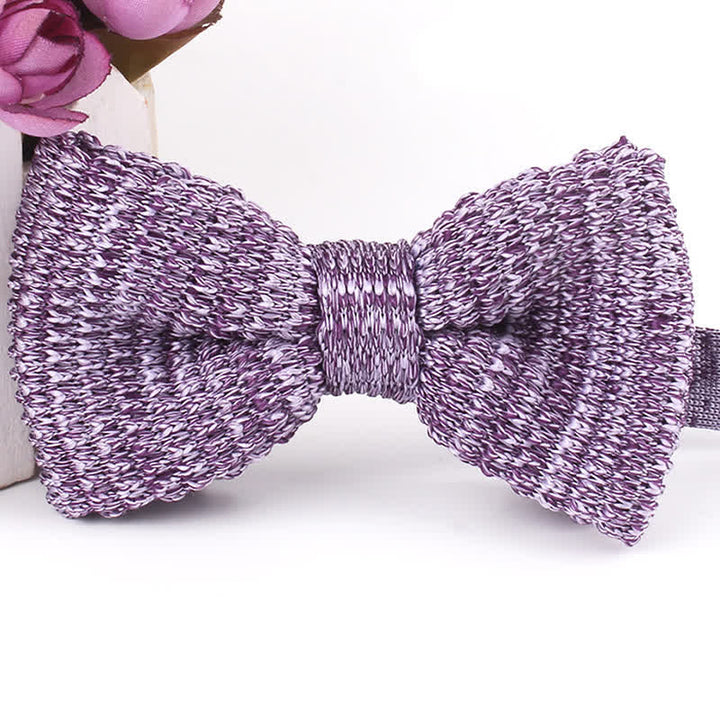 Men's Rustic Leisure Tie-dye Knitted Bow Tie - Violet - image 7