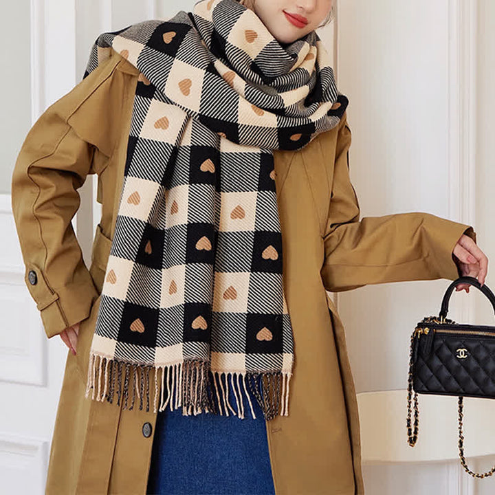 Women's Winter Cape Love Checkerboard Scarf - image 7