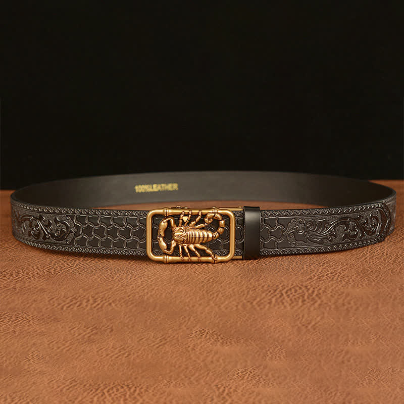 Men's Scorpion Embossed Engraved Leather Belt - image 3