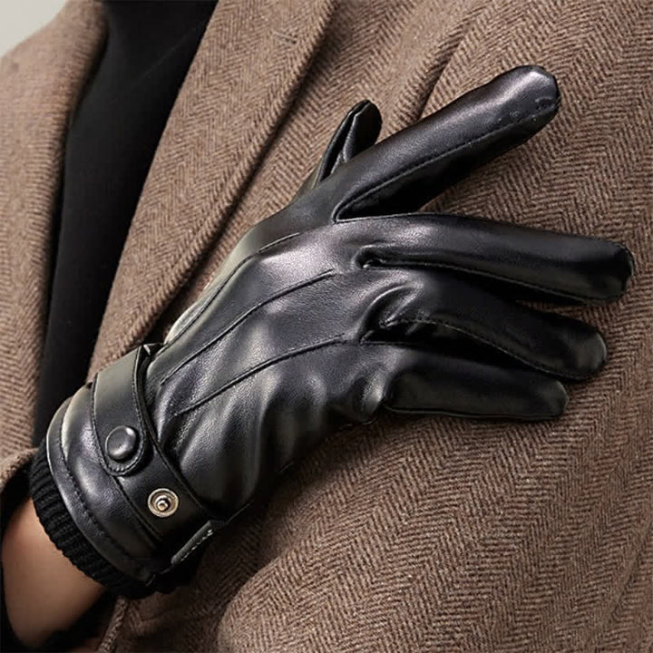 Men's Touch Screen Waterproof PU Leather Gloves - image 3