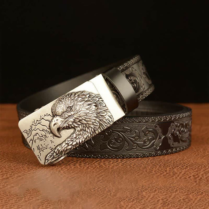 Men's Eagle Head Carved Leather Belt - image 18