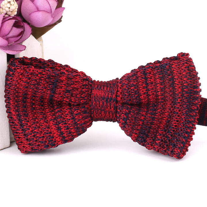 Men's Rustic Leisure Tie-dye Knitted Bow Tie - Red - image 5