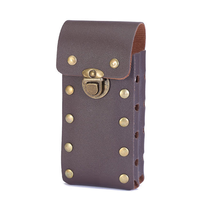 Vertical Double Layers Phone Case Belt Bag - Brown - image 1