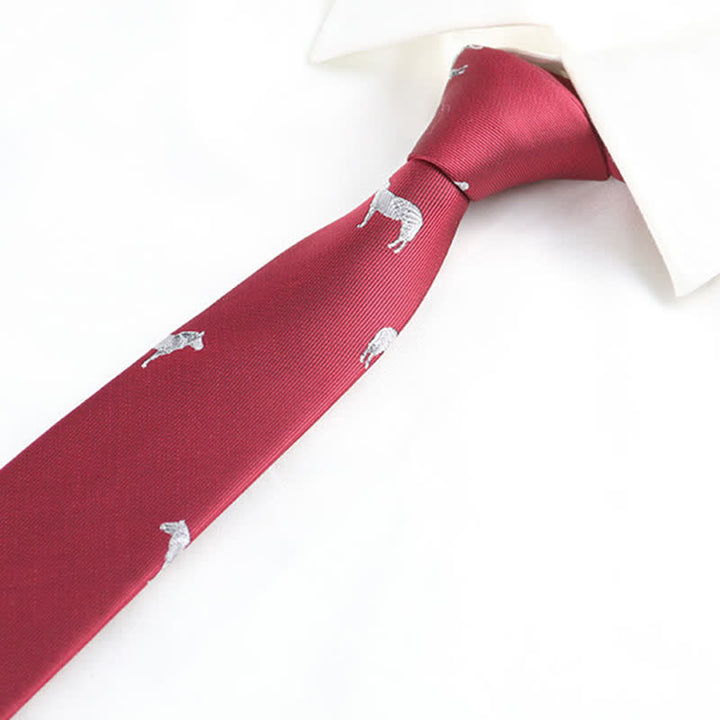 Men's Fun Animal Motifs Necktie - Zebra - Red - image 8
