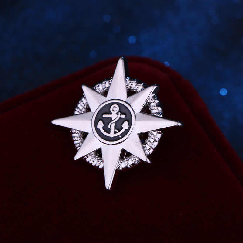 Men's Star Ship Anchor Brooch - Silver - image 6