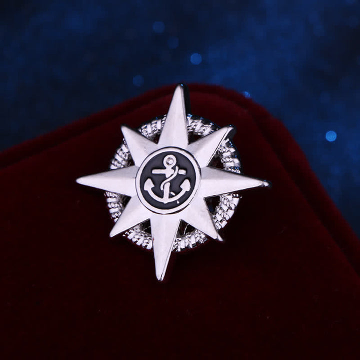 Men's Star Ship Anchor Brooch - Silver - image 6
