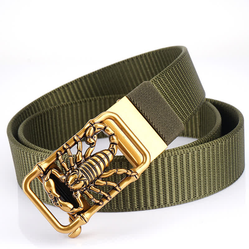 Men's King Scorpion Simple Nylon Belt - Army Green  / Gold - 48" - image 0