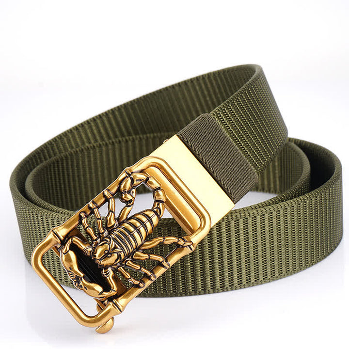 Men's King Scorpion Simple Nylon Belt - Army Green  / Gold - 48" - image 0
