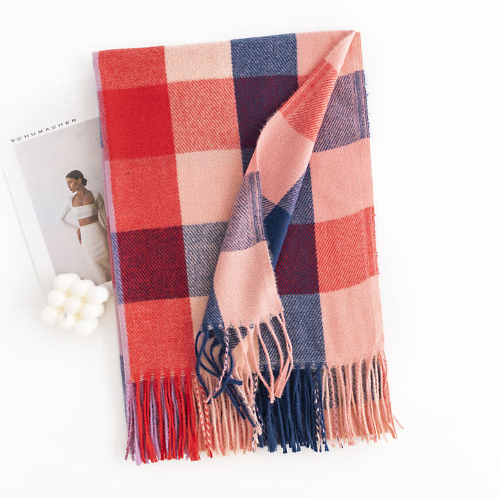 Women's Bright Vivid Colors Fringed Scarf - Red - image 15