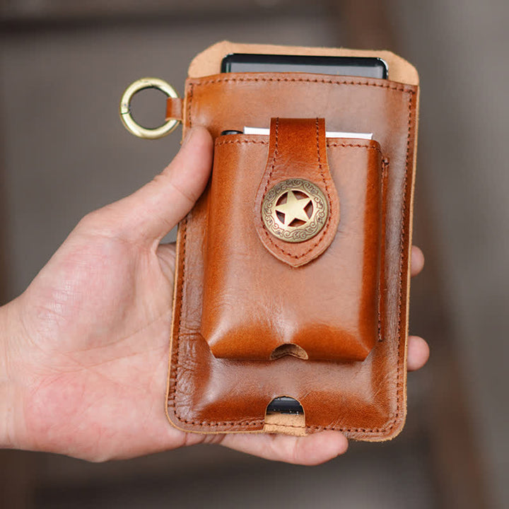 Star Magnetic Suction Leather Phone Belt Bag - image 3