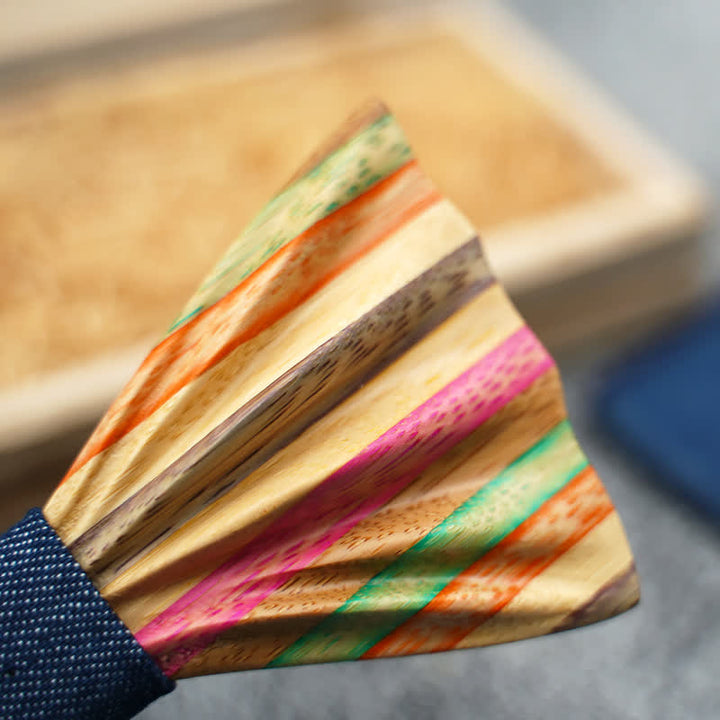 2Pcs Men's Rainbow Wrinkle Wooden Bow Tie Set - image 3