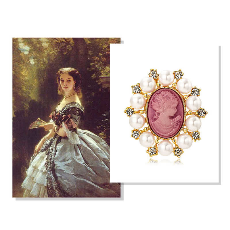 Women's Palace Relief Beauty Pearl Brooch - image 2