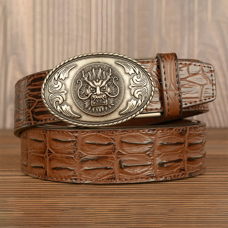 Men's Dragon Head Crocodile Pattern Leather Belt - image 18