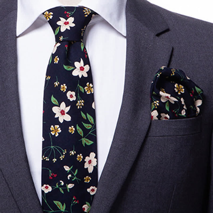 2Pcs Men's Literary Art Floral Necktie Set - image 3