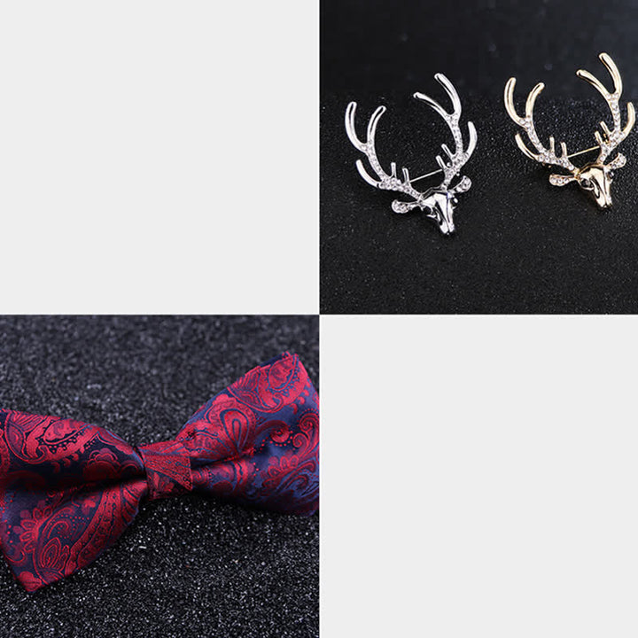 Men's Paisley Christmas Elk Head Decor Bow Tie - image 4