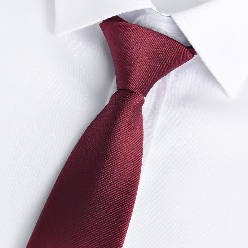 Men's Solid Color Zipper Tie Adjustable Necktie - Burgundy - image 10
