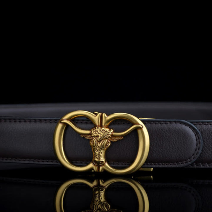 Men's Bull Head Dual Ring Leather Belt - image 2