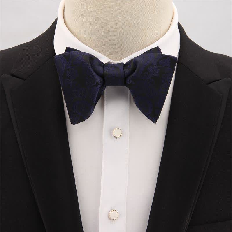 Men's Paisley Solid Color Oversized Pointed Bow Tie - image 9